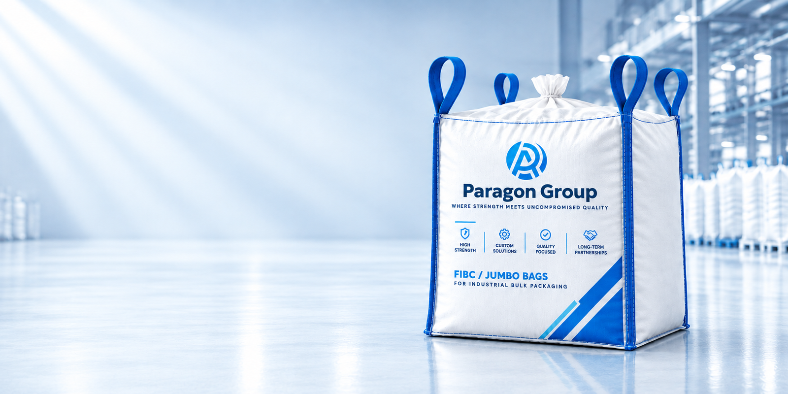 Paragon Group FIBC bulk bag in an industrial warehouse