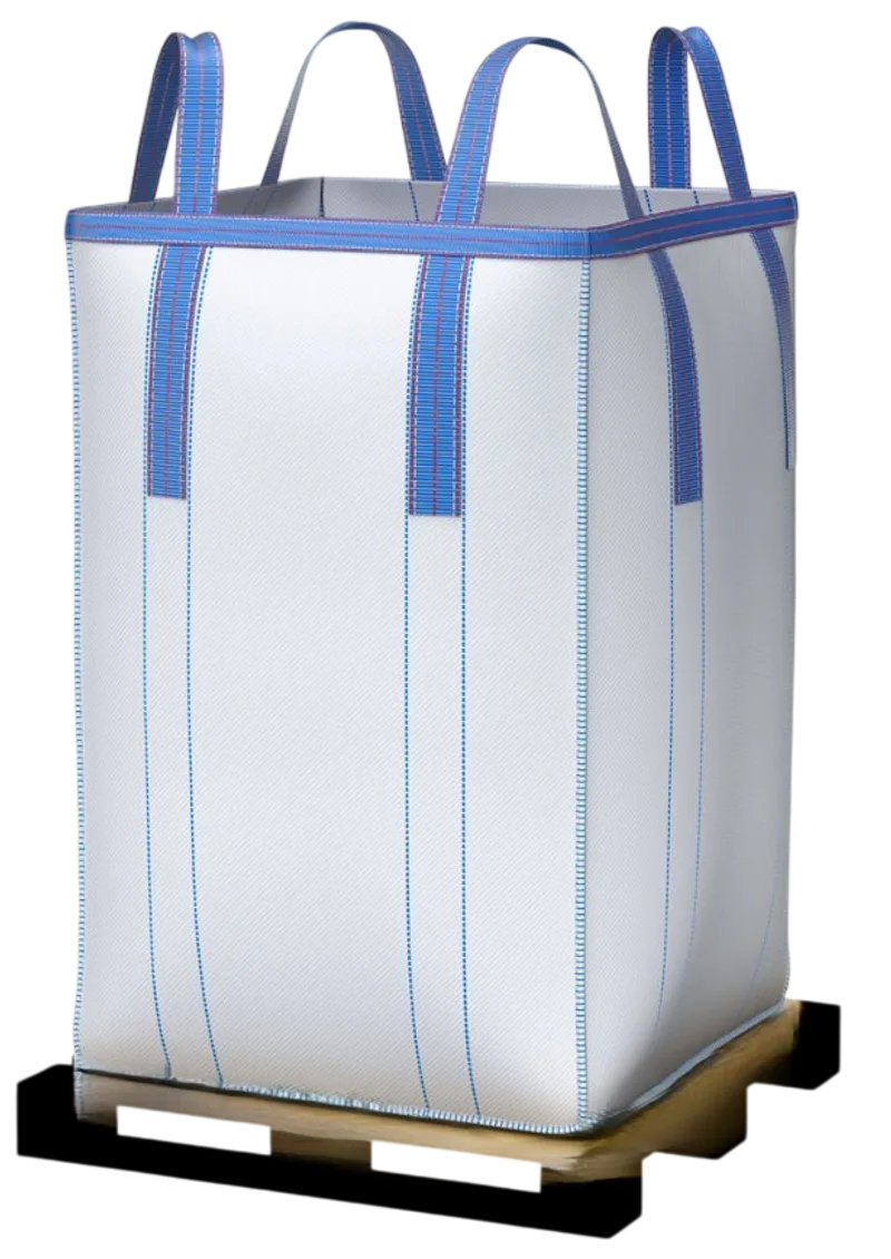 Circular FIBC bag with blue lifting loops